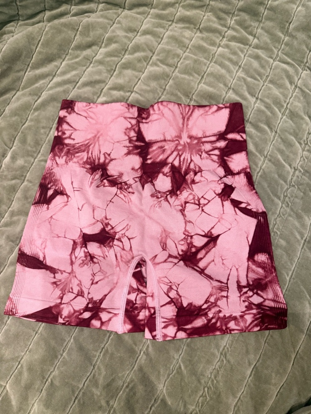 Women's Pink Tie-Dye High-Waist Active Shorts
